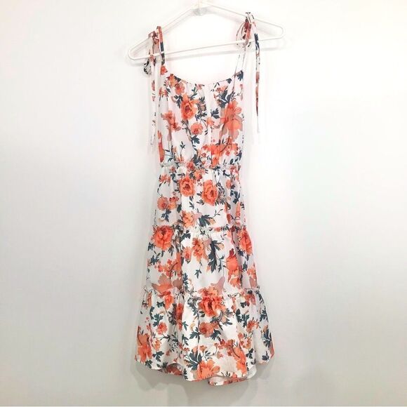 C+D+M Orange Floral Print Tiered Ruffle Halter Dress - Picture 4 of 13